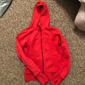 Lightly worn red Lululemon scuba hoodie